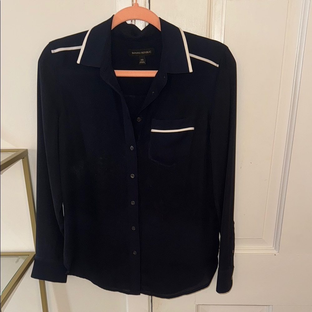 Banana Republic Navy Shirt with White Trim